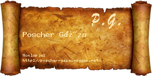 Poscher Géza névjegykártya